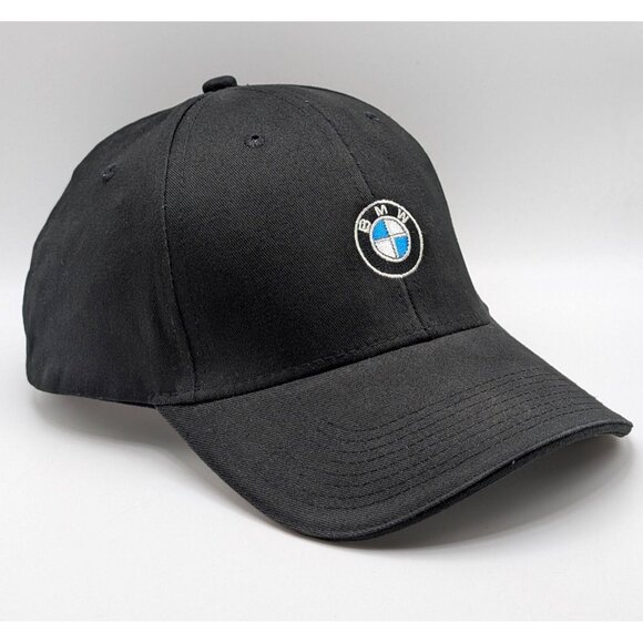 BMW Lifestyle Black Adjustable Embroidered Logo Strap Back Hat Cap Unisex - Picture 1 of 5